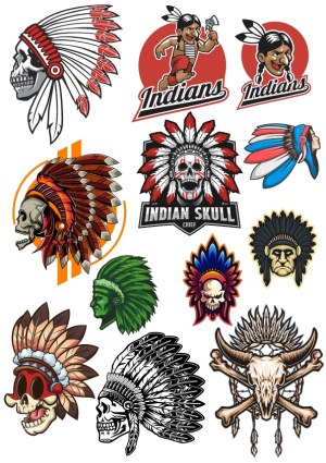 Native American and Skull Chief Vector Illustrations Free Vector
