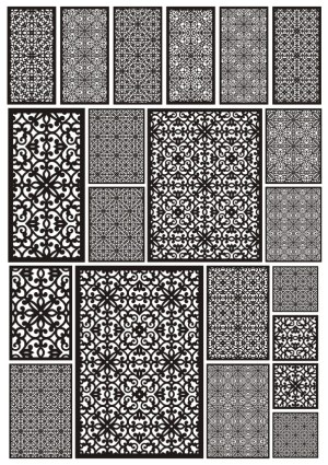 Set of Ornate Black and White Floral Vector Patterns Free Vector