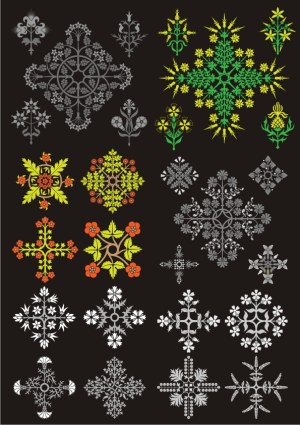 Ornamental Floral Cross Vector Set Free Vector