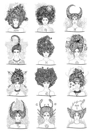 Intricate Zodiac Signs Female Portraits Vector Set Free Vector