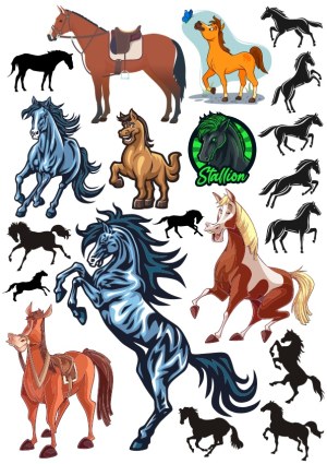Collection of Cartoon and Silhouette Horse Vectors Free Vector