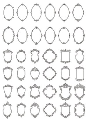 Set of 40 Decorative Vintage Frames and Shields Free Vector