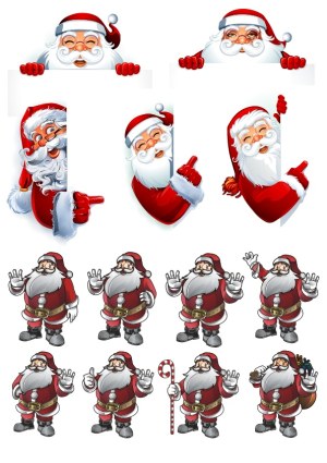 Set of Happy Santa Claus Characters with Signs and Gestures Free Vector