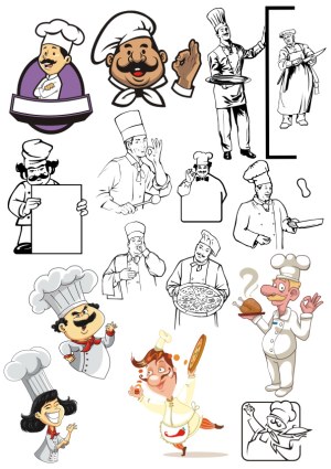 Collection of Chef Cartoon Characters in Various Poses and Styles Free Vector