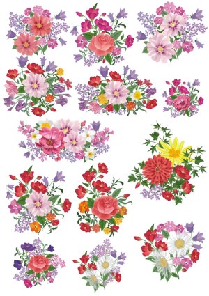 Colorful Floral Bouquet Vector Collection Free Vector