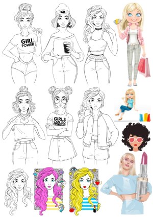 Vector Illustrations of Empowered Young Women and Feminine Style Free Vector