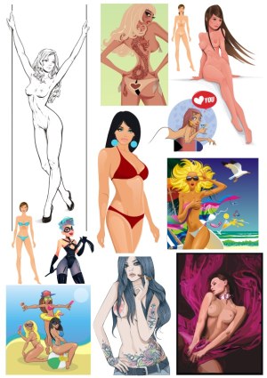 Collection of Vector Illustrations Featuring Women in Various Poses and Styles Free Vector