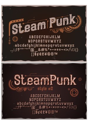 Steampunk Style Vintage Decorative Alphabet Fonts Free Vector