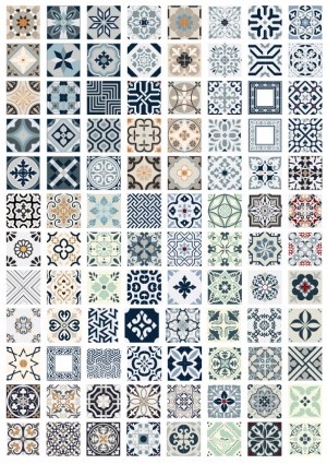 Collection of Diverse Vintage Ceramic Tile Patterns Free Vector