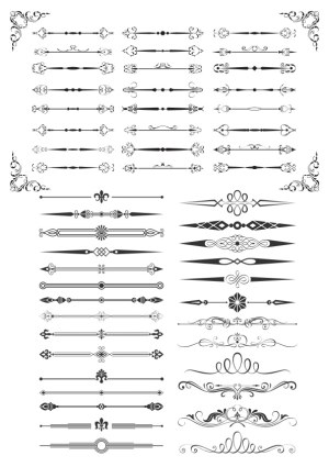 Set of Decorative Vintage Ornamental Borders and Corner Flourishes Free Vector
