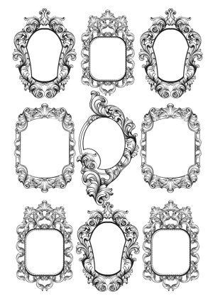 Ornate Vintage Baroque Decorative Frames Set Free Vector