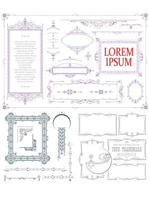 Vintage Ornamental Frames and Decorative Borders Set Free Vector