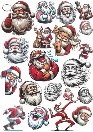 Collection of Expressive Santa Claus Vector Illustrations Free Vector