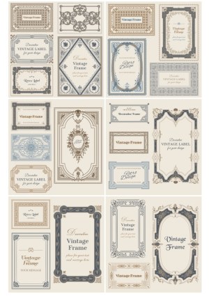 Set of Decorative Vintage Frames and Labels Free Vector