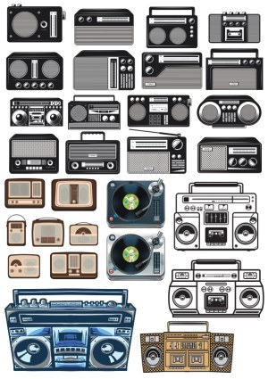 Retro Audio Devices Vector Collection Free Vector
