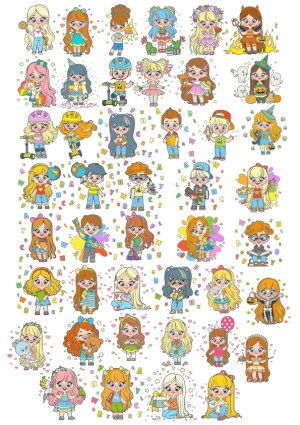 Collection of Cute Kids in Various Costumes and Activities Vector Free Vector