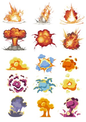 Set of 15 Cartoon Explosion and Smoke Effects Free Vector
