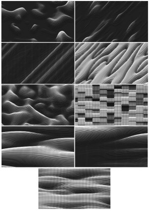 Abstract Black and White Dotted Wave and Grid Patterns Set Free Vector