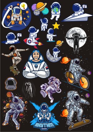 Space Astronaut Cartoon and Realistic Character Vectors Free Vector