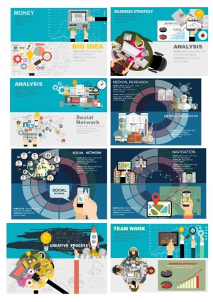 Business and Research Infographic Vector Set Free Vector