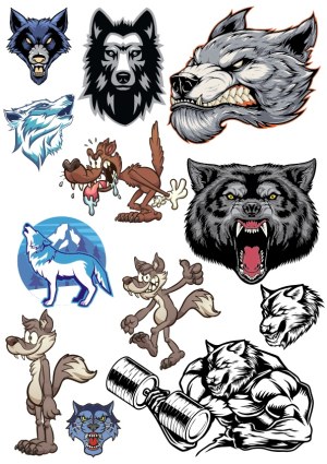 Diverse Wolf and Werewolf Vector Illustrations Free Vector