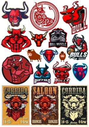 Collection of Bull and Buffalo Vector Logos and Posters Free Vector