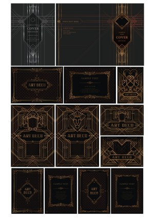 Art Deco Style Geometric Line Frames and Covers Vector Set Free Vector