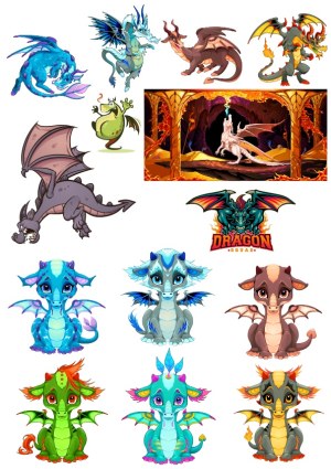 Collection of Colorful Fantasy Dragon Illustrations and Cartoon Dragon Characters Free Vector