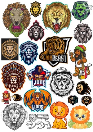 Collection of Lion-Themed Vector Logos and Illustrations Free Vector