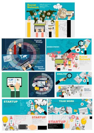 Business and Social Network Digital Strategy Templates Free Vector