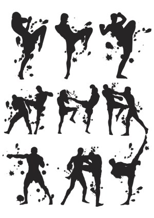 Martial Arts Silhouette Vector Collection Free Vector