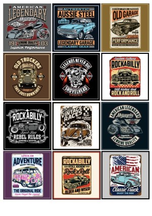 Vintage Vehicles and Rockabilly Retro Garage Collection Free Vector