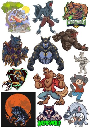 Collection of Werewolf and Wolfman Vector Illustrations Free Vector