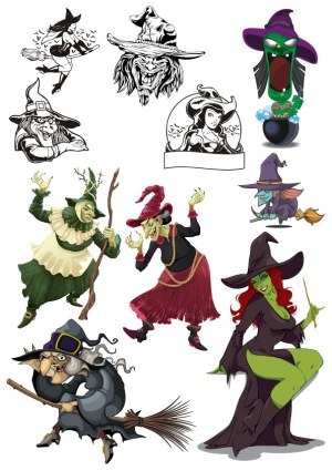 Collection of Witch Characters in Various Styles Free Vector