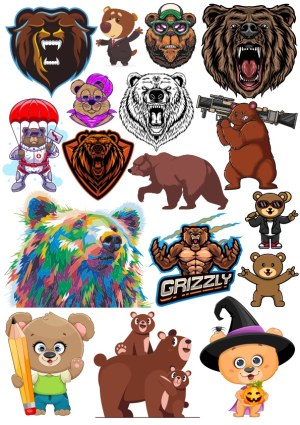 Collection of Bear Illustrations and Cartoon Characters Free Vector