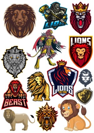 Collection of Lion Vector Illustrations and Mascots Free Vector