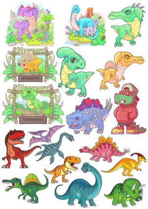 Colorful Cartoon Dinosaur Vector Set Free Vector