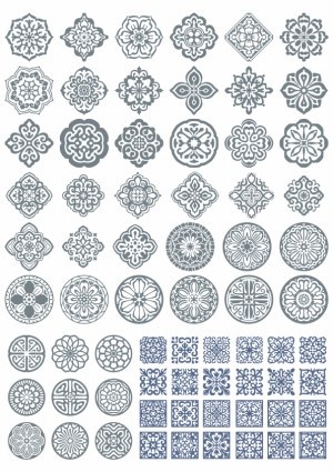 Ornate Floral and Geometric Vector Tile Patterns Free Vector