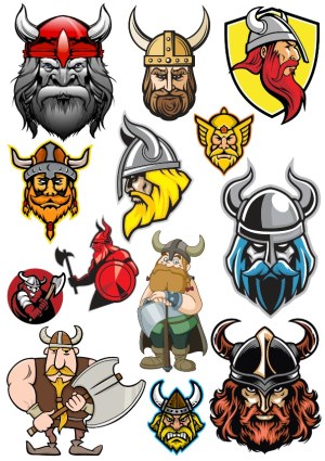 Collection of Viking Warrior Vector Illustrations Free Vector