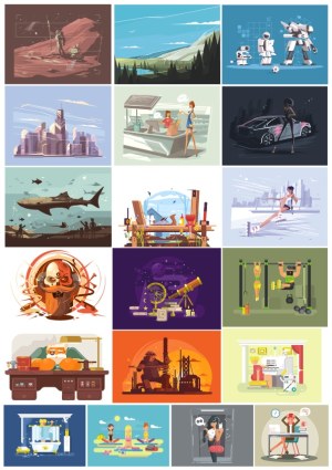 Diverse Conceptual Vector Illustrations Compilation Free Vector