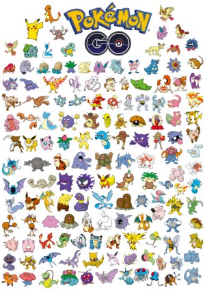 Complete Original 151 Pokémon Characters with Pokémon GO Logo Free Vector