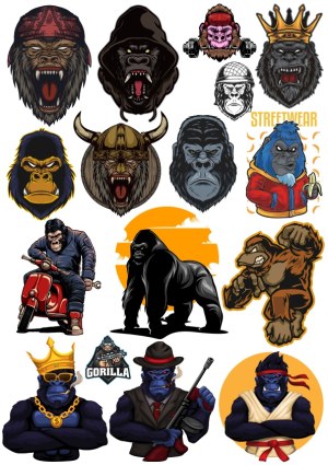 Gorilla Character Vector Collection with Various Themes and Styles Free Vector