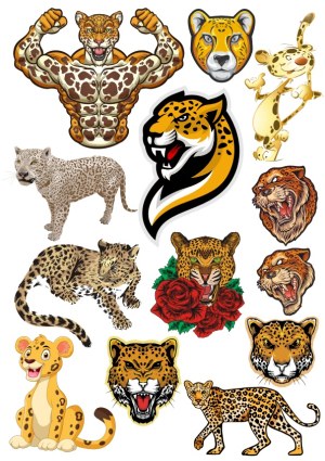 Diverse Leopard and Jaguar Vector Illustrations and Mascots Free Vector