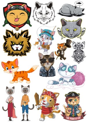 Collection of Diverse Cat Character Vectors Free Vector