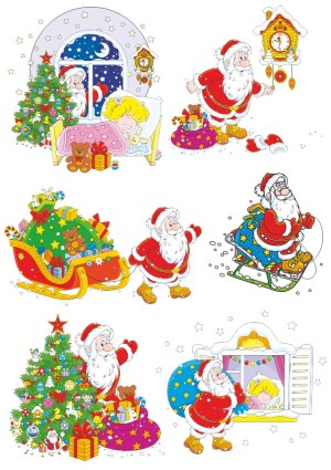 Classic Santa Claus Christmas Holiday Scene Vector Collection Free Vector