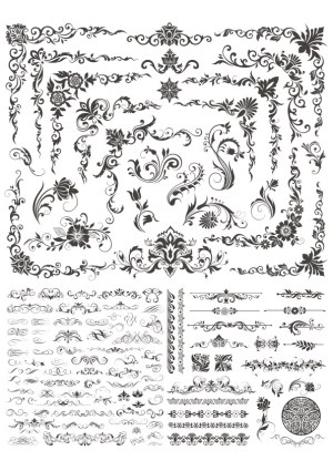 Ornate Vintage Floral and Scroll Vector Design Elements Collection Free Vector