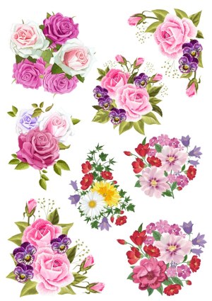 Collection of Colorful Floral Bouquet Vectors Free Vector
