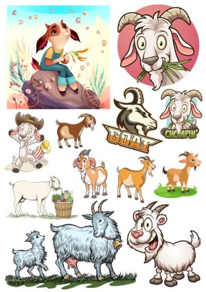 Collection of Cartoon and Realistic Goat Illustrations Free Vector