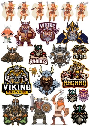 Viking Warrior and Norse Themes Vector Collection Free Vector