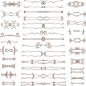 Set of Decorative Brown Vintage Line Dividers and Flourishes Free Vector